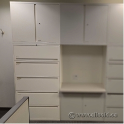 White 2 Door, 5 Drawer Lateral File & Storage Cabinet